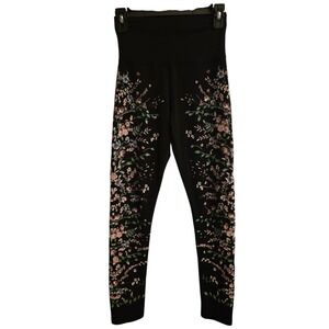 EVOLUTION AND CREATION Black Floral Print Leggings Women's Size S